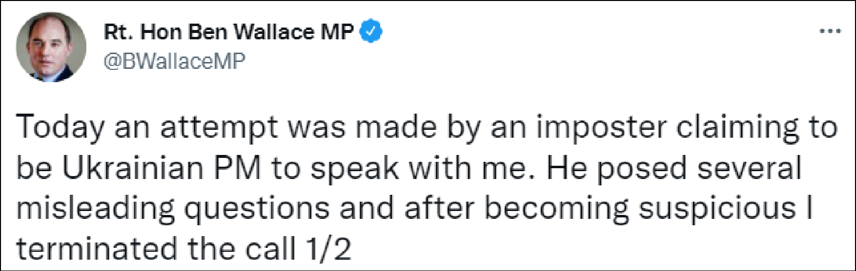 英防长与“乌克兰总理”聊了10分钟视频，结果发现是假冒的…休闲区蓝鸢梦想 - Www.slyday.coM