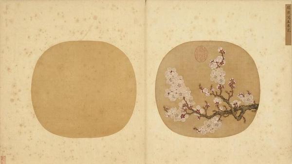 宋 赵昌 《写生杏花》本幅选自宋人《合璧画册》,枝干笔法接近林椿"山