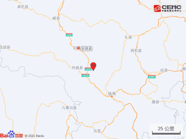 甘肃陇南市宕昌县发生36级地震震源深度14千米