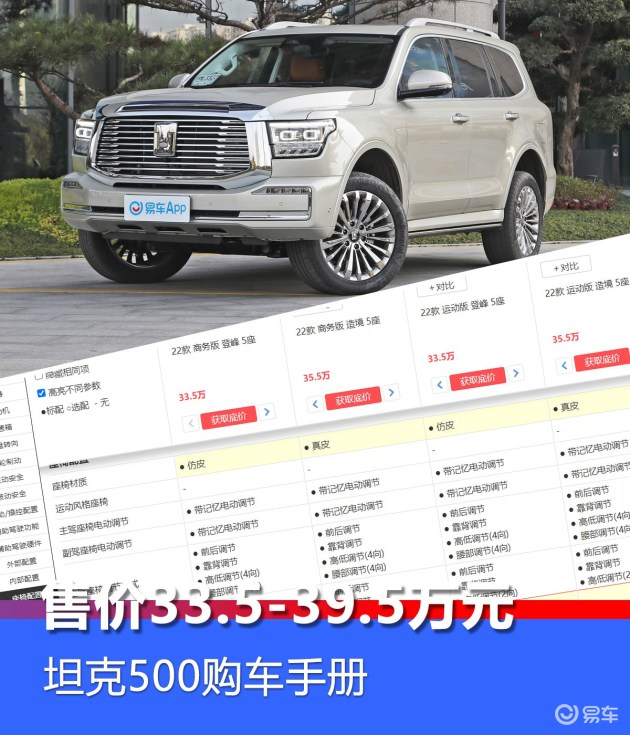 售335395万元坦克500购车手册