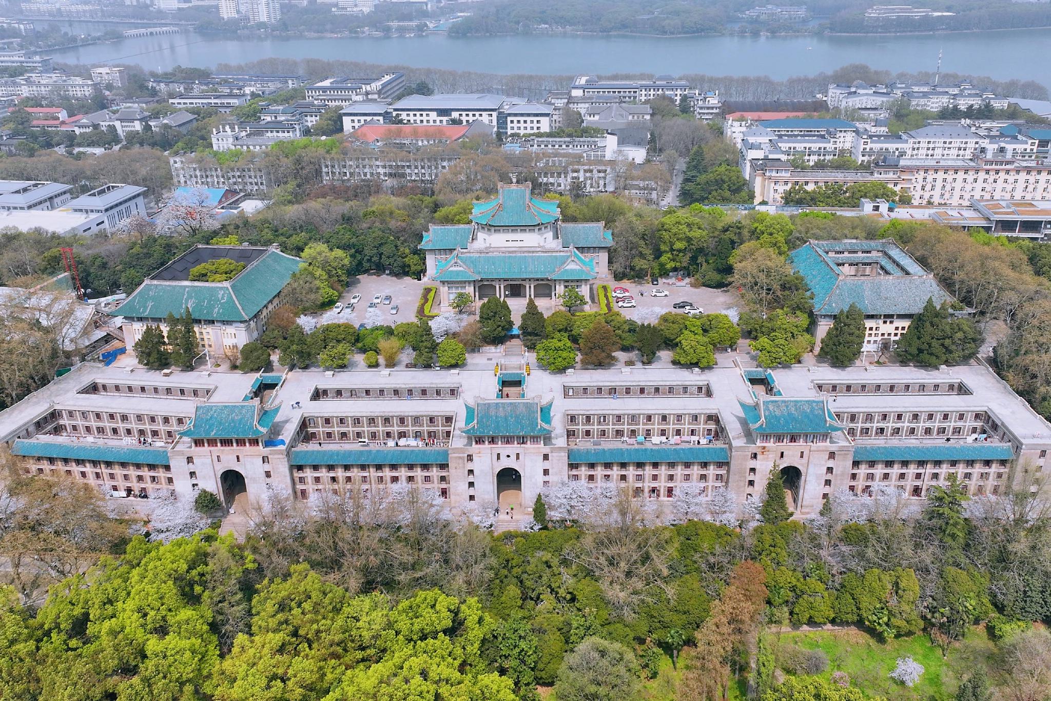 航拍武汉大学樱花季这座百年学府充满静谧和唯美宛如童话世界