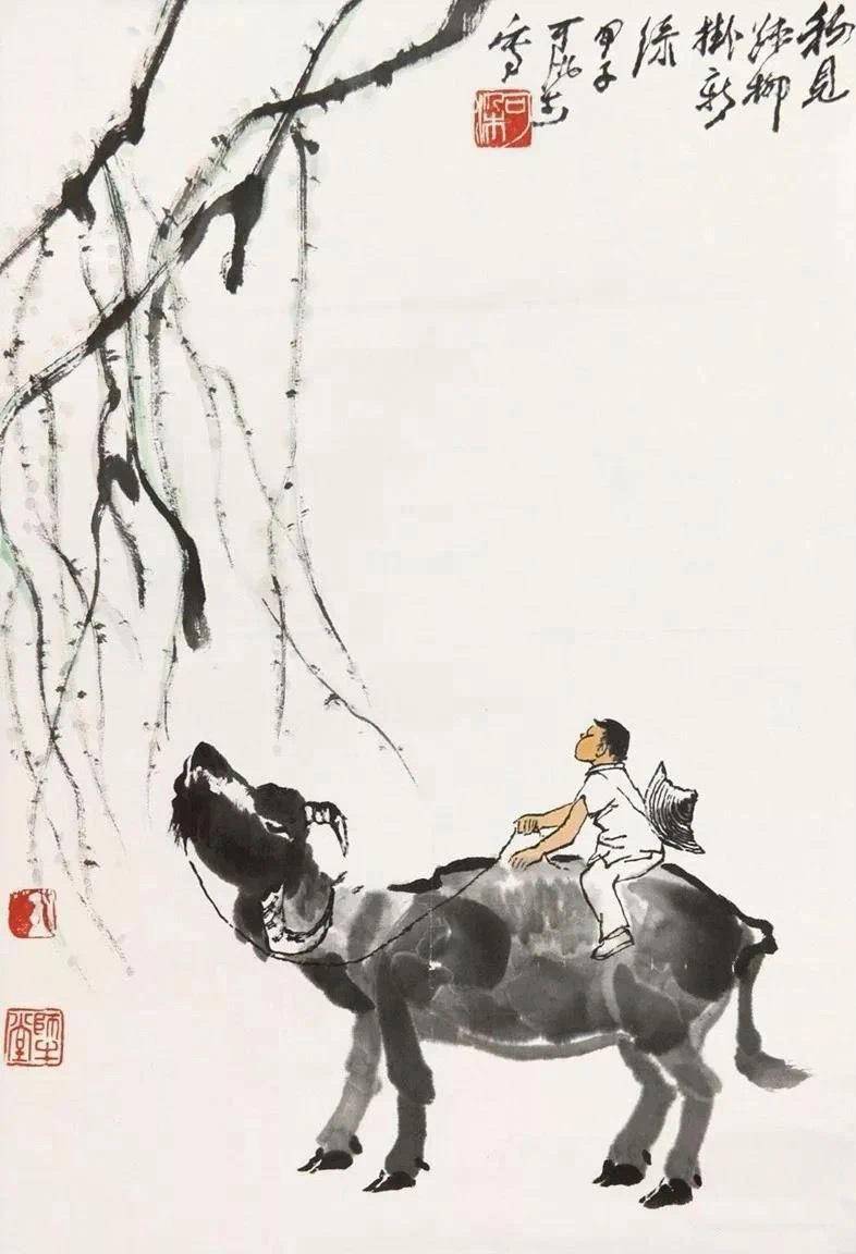 李可染春牧图寥寥数笔便勾出一幅生机盎然的田园小景