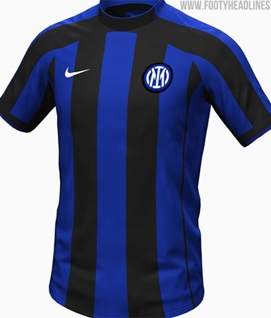 回归蓝黑间条衫国际米兰202223赛季主场球衣谍照