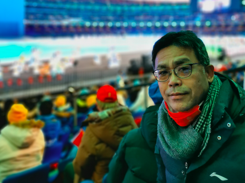 马场公彦在北京冬奥会开幕式现场