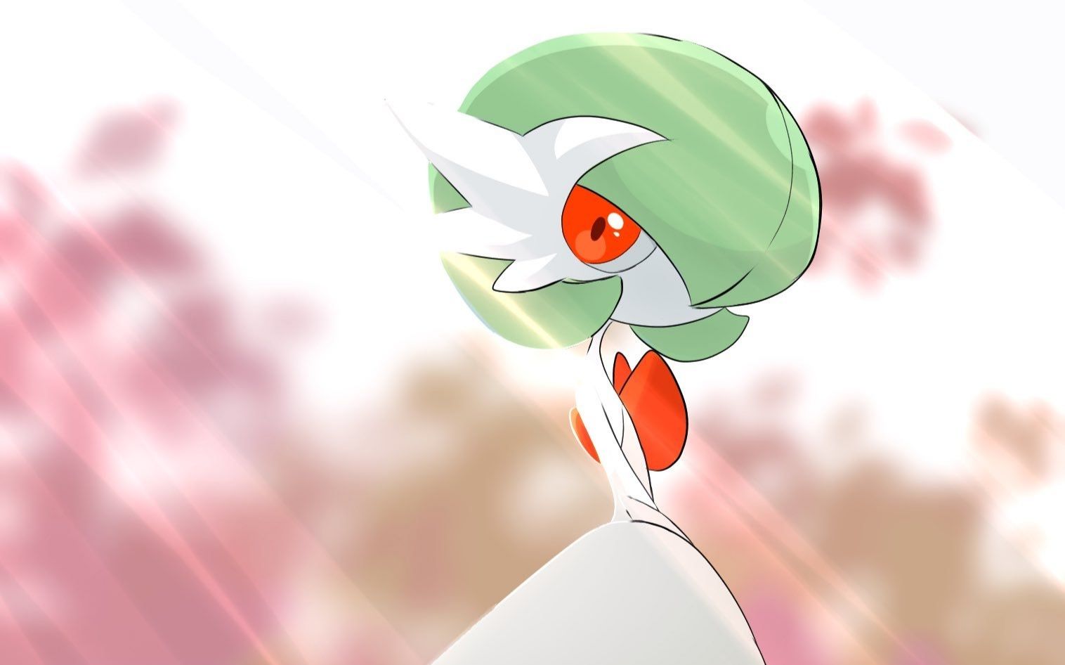 不一会儿,骑拉帝纳浮出水面,手里站着一只闪光雄沙奈朵.