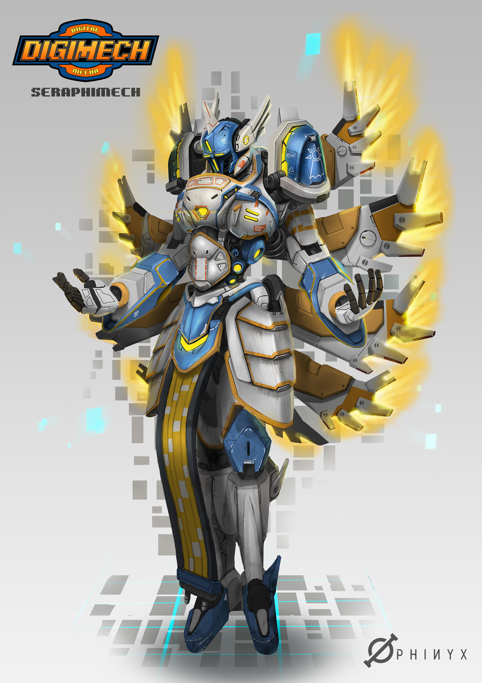 全员高达化改造机甲风格数码宝贝角色设计