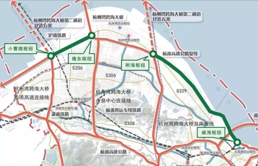 杭甬高速复线宁波段一期工程线路图(上图中绿线部分)