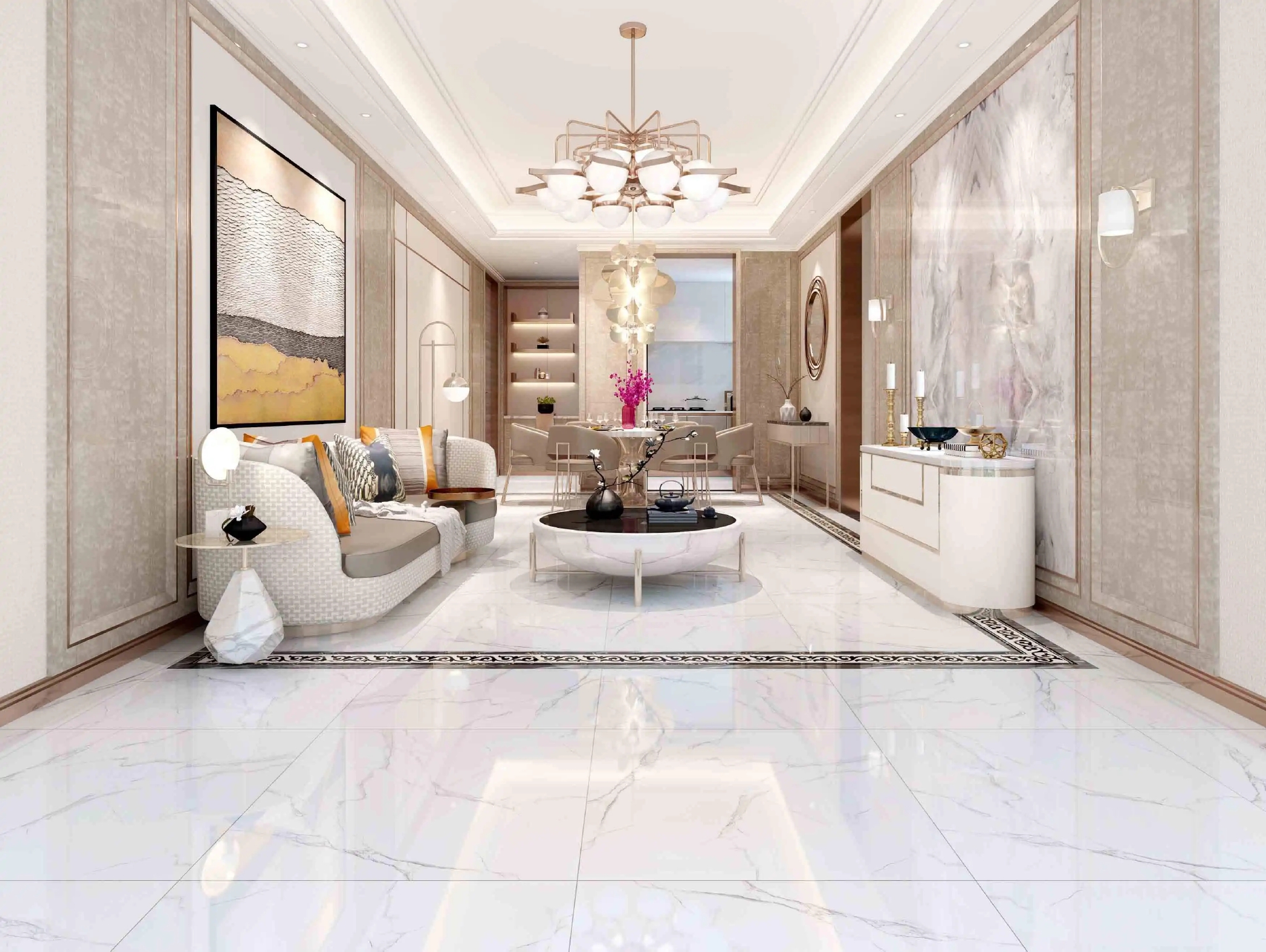 韩胖建议:客厅地板,还是通铺浅色系的瓷砖最合适.