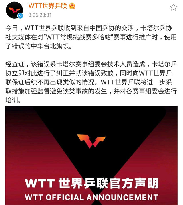 刘国梁遇麻烦事!卡塔尔乒协错用旗帜道歉,中国球迷感受不到诚意休闲区蓝鸢梦想 - Www.slyday.coM 刘国梁遇麻烦事!卡塔尔乒协错用旗帜道歉,中国球迷感受不到诚意休闲区蓝鸢梦想 - Www.slyday.coM