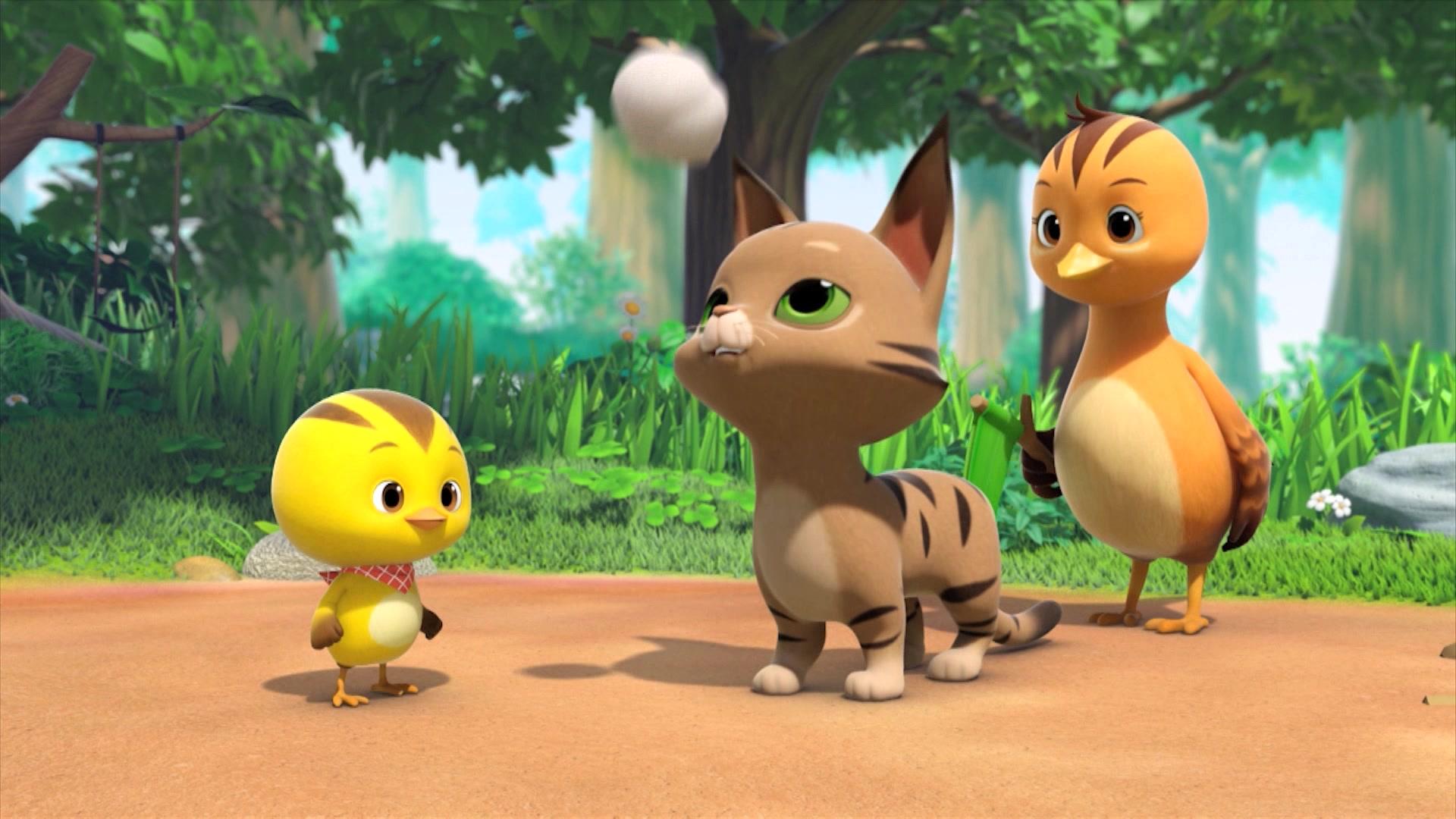 萌鸡小队麦奇找到搭档和他一起赛跑可他太害羞了