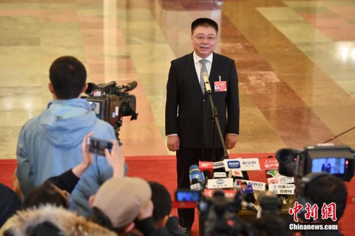 资料图：2019年全国两会期间，王蒙徽在“部长通道”接受采访。中新社记者 侯宇 摄