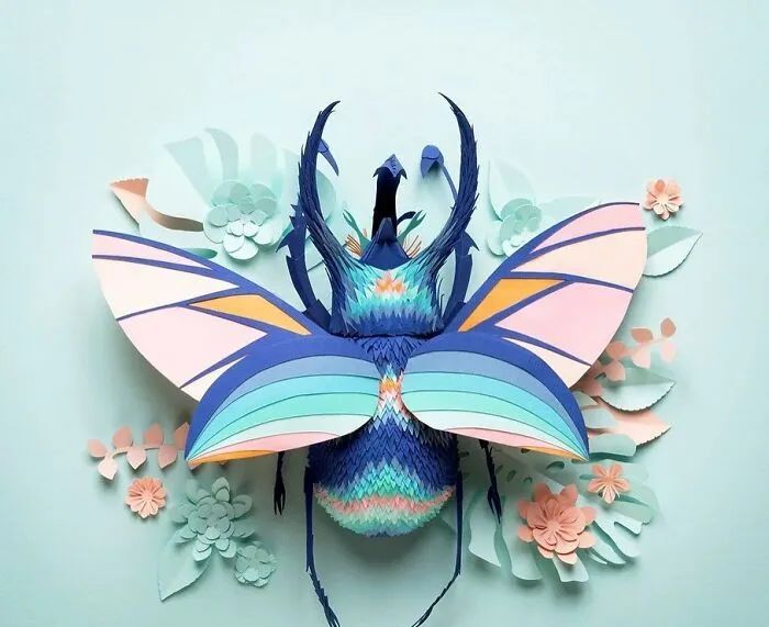 普通的纸做成立体纸雕从平面到立体空间层次之美220339