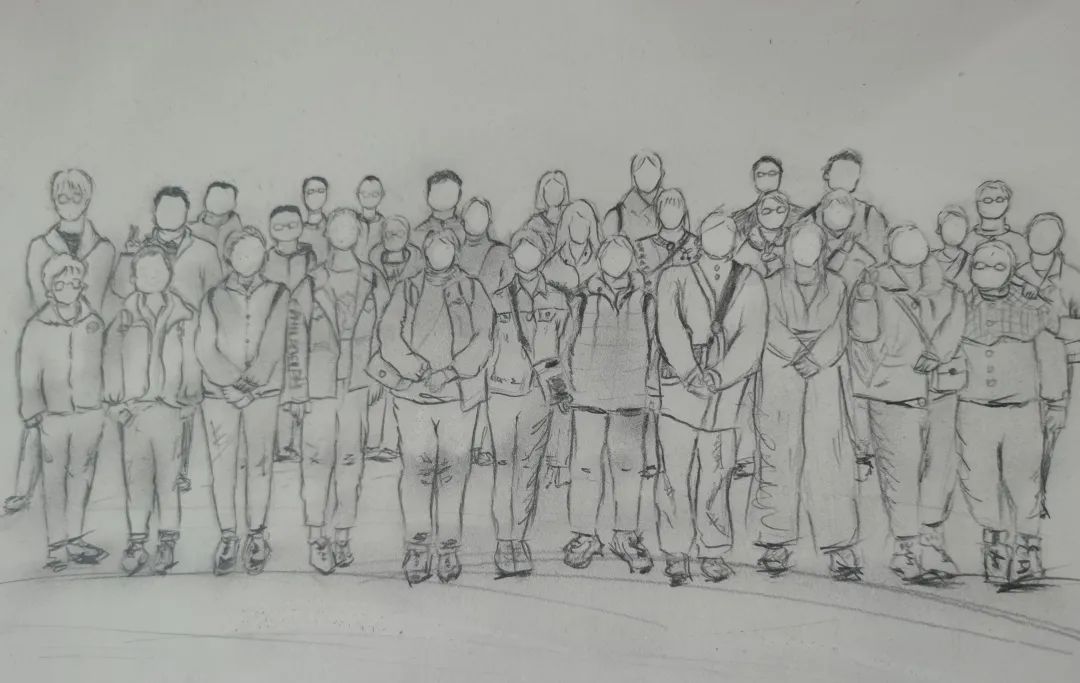 两天时间,潘昀先后画下了《九江妇保援昌英雄群像》《一起向未来》