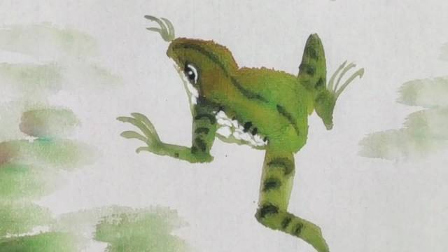 国画青蛙的画法