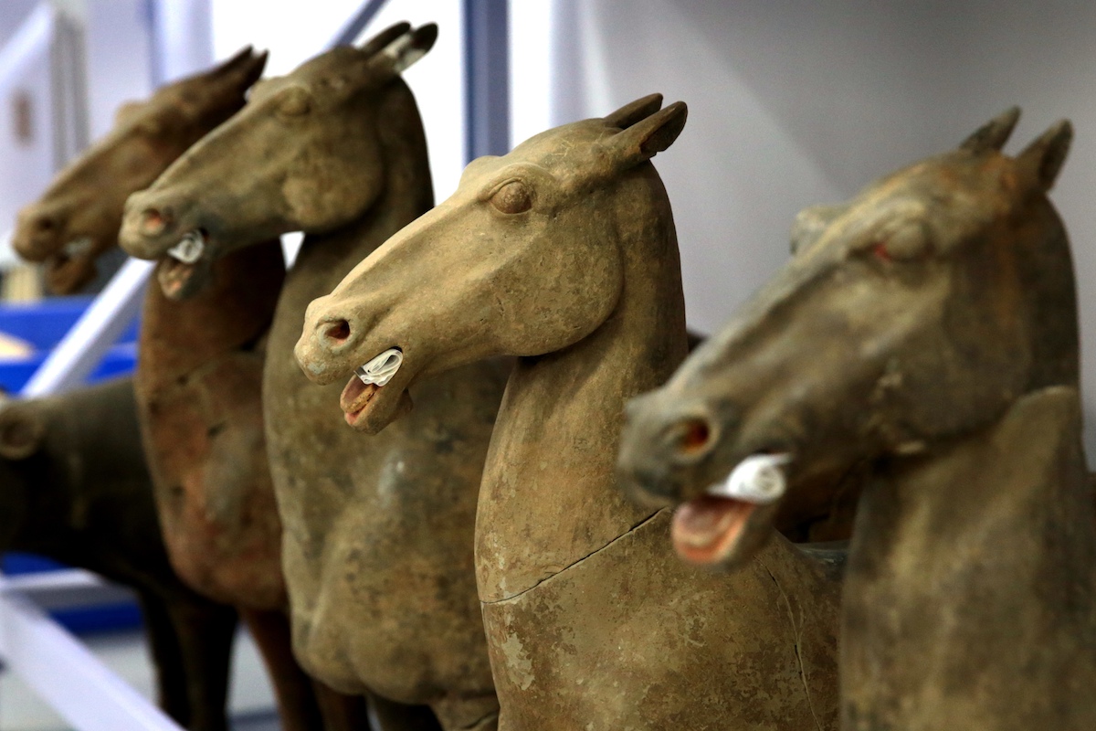 江村大墓外藏坑出土的陶马