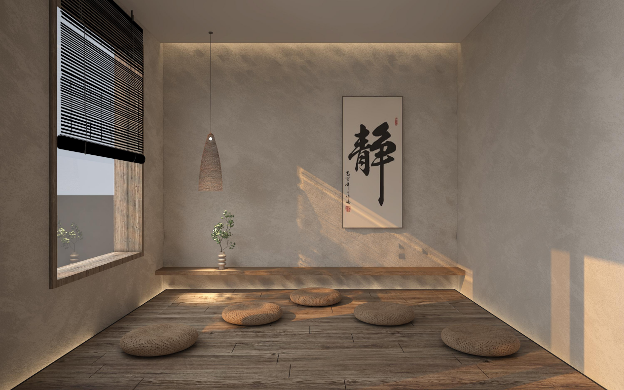 禅修室培训室竹海花园茶室双人房客房门厅水吧台主卧次卧门厅起居室