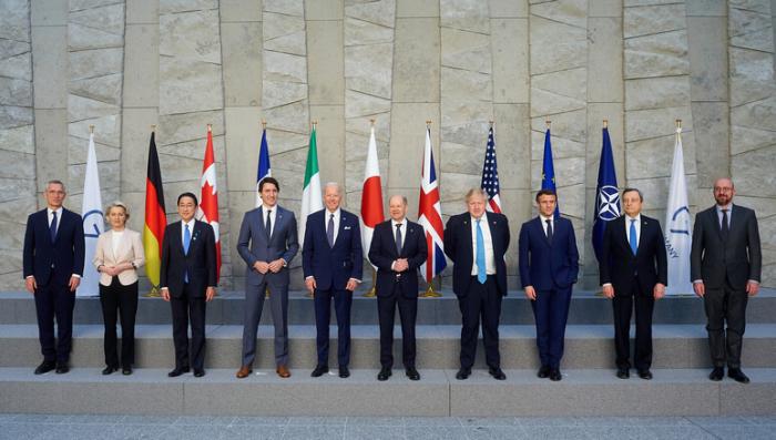 当地时间3月24日，七国集团(G7)与欧盟代表在比利时布鲁塞尔召开峰会。图片来源：G7