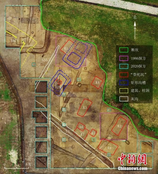 图为四川广汉三星堆遗址祭祀区发掘区平面图.