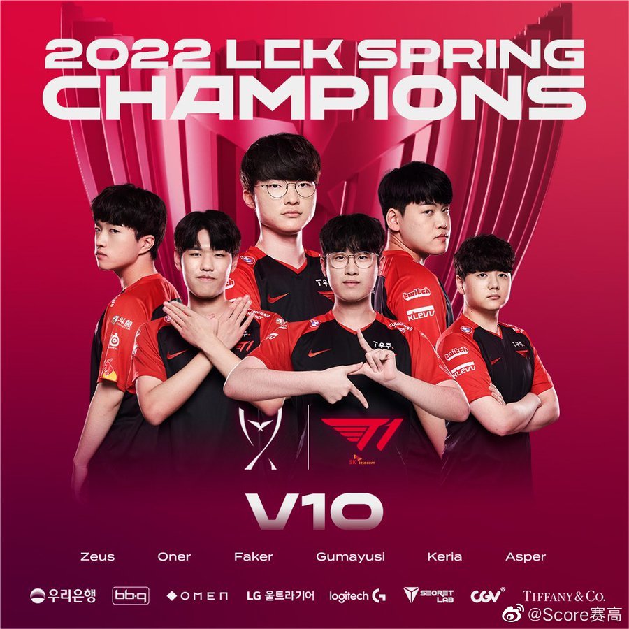 lck官推更新:2022lck春季赛冠军t1