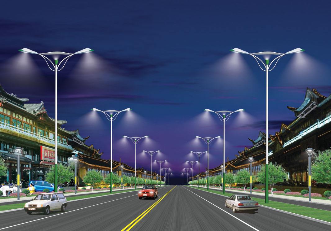 灯具以及附属装饰的选择都应该按照城市道路照明设计标准的要求执行