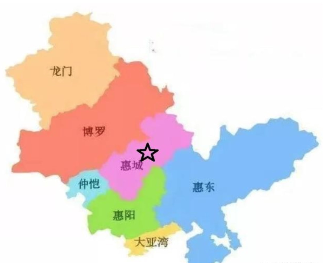 打开惠州市的地图,你会发现惠城刚好处在地理较中心位置.