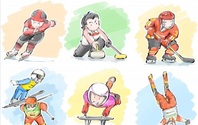 简笔画作品完成图1.北欧两项2.冰壶3.冰球4.单板滑雪5.冬季两项6.
