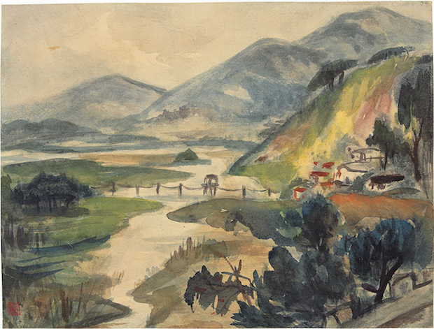 关良《风景 》纸本水彩 &nbsp; 35.5x26.