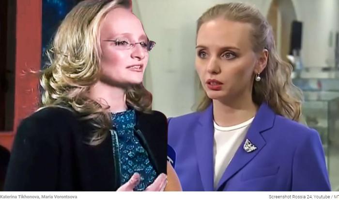 普京的两个女儿，左为次女，右为长女。图片来源：Rossia 24 Youtube/MT 视频截图。