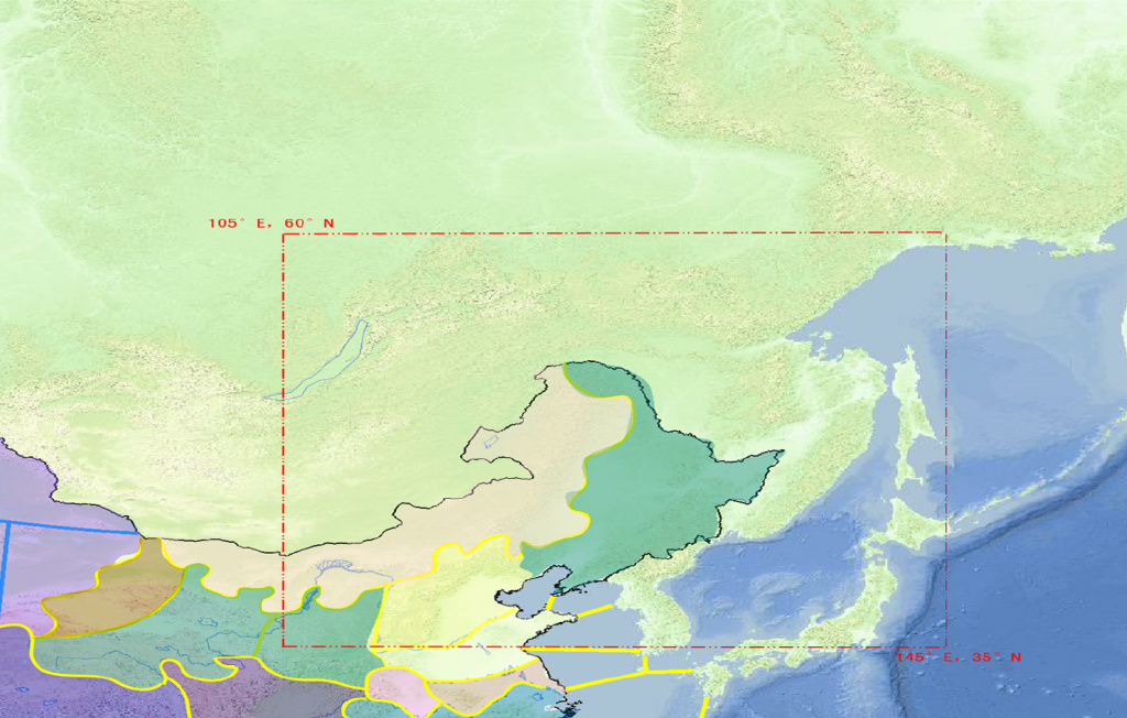 图示红框区域为我国东北冷涡监测范围。图片来源于中央气象台