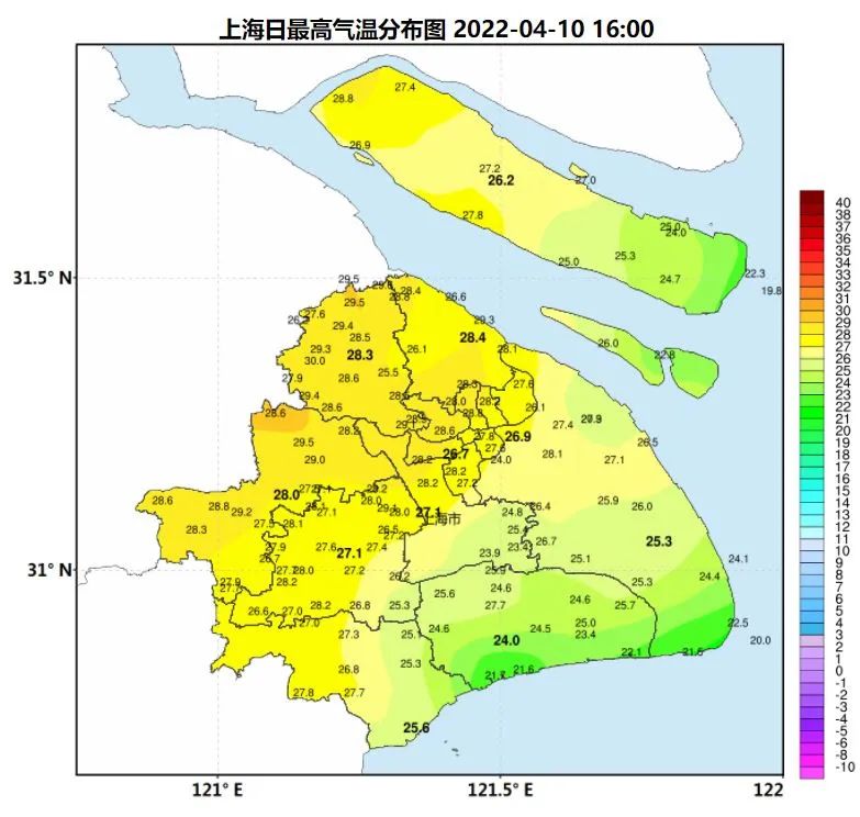 明后天上海最高温度可达33℃，13日气温暴跌，有大风雷雨