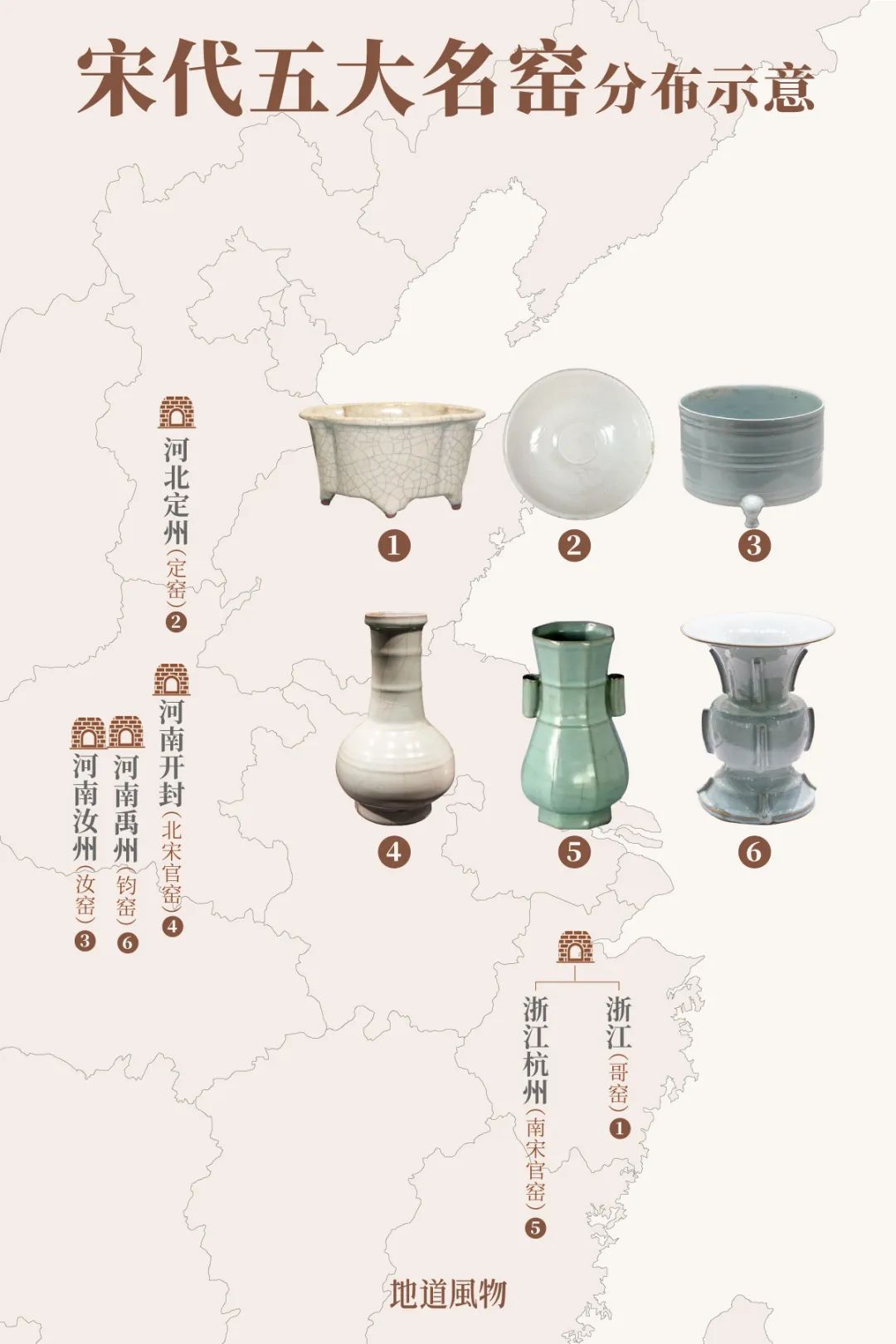 宋代五大名窑之说， 　　始见于明代皇室收藏目录《宣德鼎彝谱》。 　　制图/孙璐、吴玖洋
