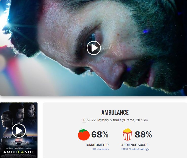 《亡命救護車》在「爛番茄」上有68%的影評人好評度和88%的觀眾好評度