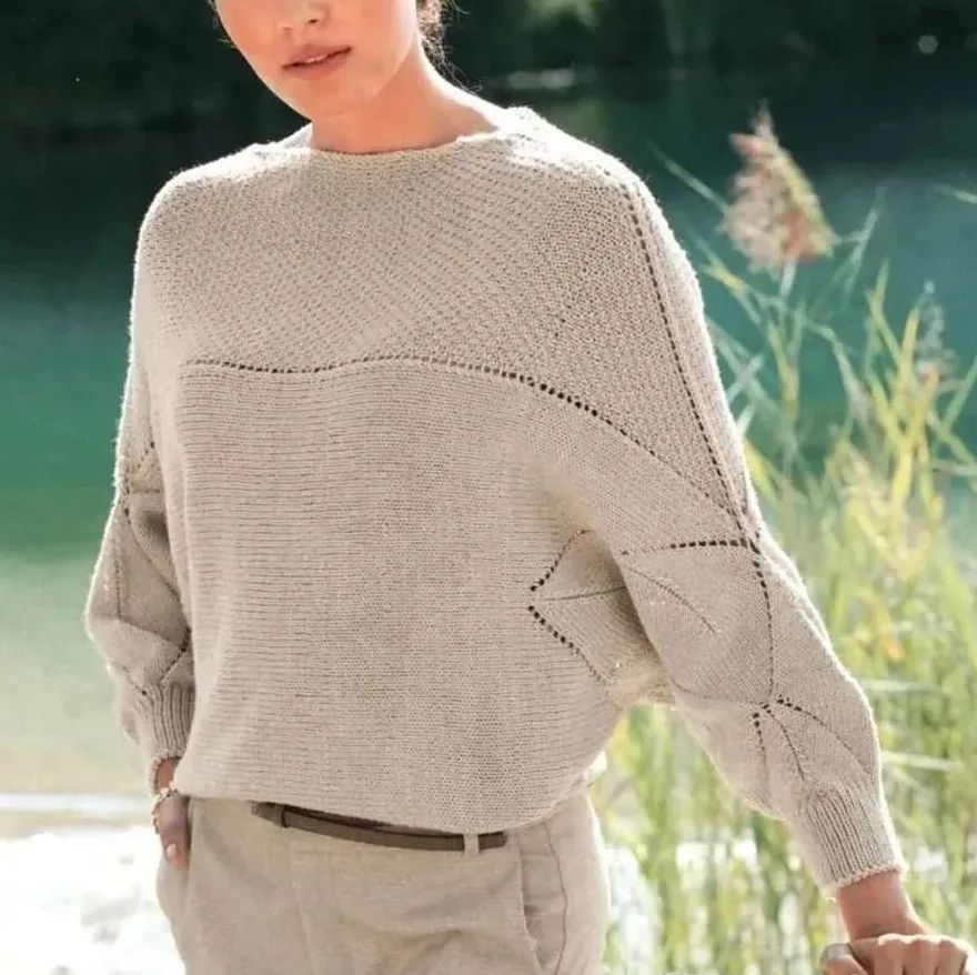 附详细教程,杂志款改版横织蝙蝠衫(有编织图解)