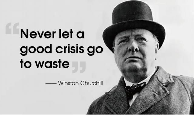 我们不禁要思考:never let a good crisis go to waste.3.