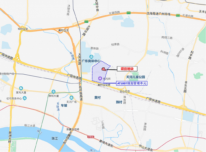 黄村地块则位于天河区东圃黄村马坟山地段,广州环城高速以东,奥体南路