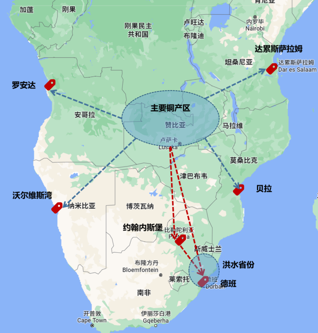 濒临印度洋的西南侧,是南非最大的集装箱港,是非洲第二大集装箱港口