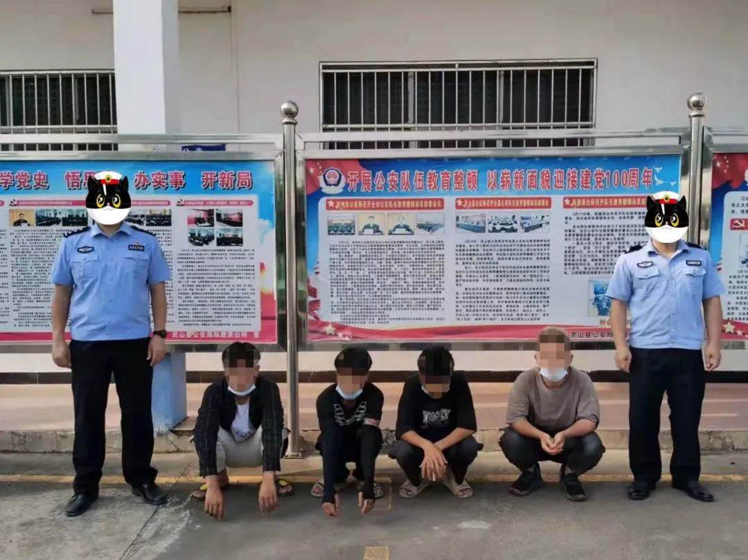 灵山一伙男子寻衅滋事后逃逸15小时落网