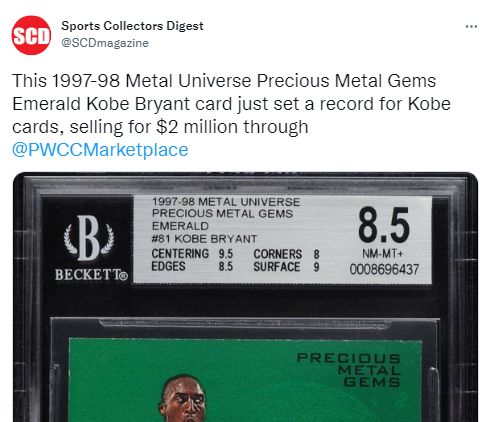200万美元!科比球星卡拍出历史天价!快来看看你手里有没有休闲区蓝鸢梦想 - Www.slyday.coM 200万美元!科比球星卡拍出历史天价!快来看看你手里有没有休闲区蓝鸢梦想 - Www.slyday.coM
