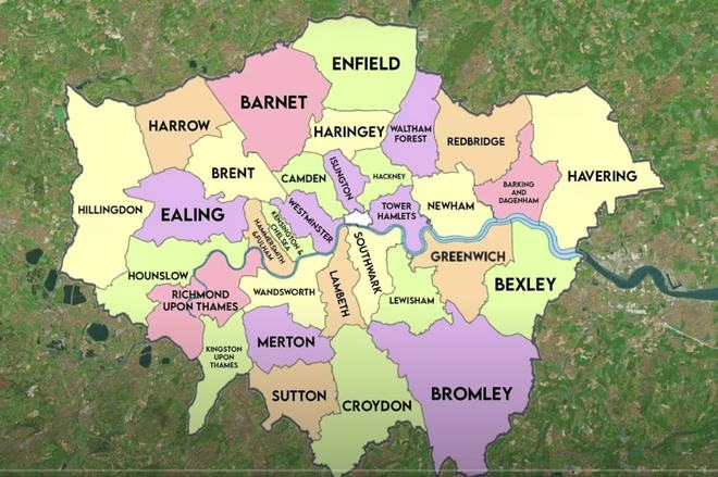 伦敦竟然有几十个区有必要分这么多吗