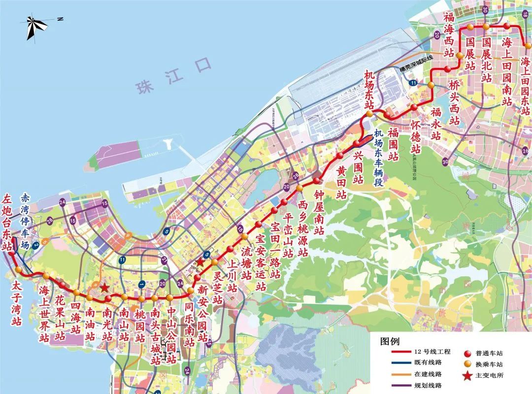 深圳地铁12号线示意图(站名以实际建成为准)随着全线35kv电通