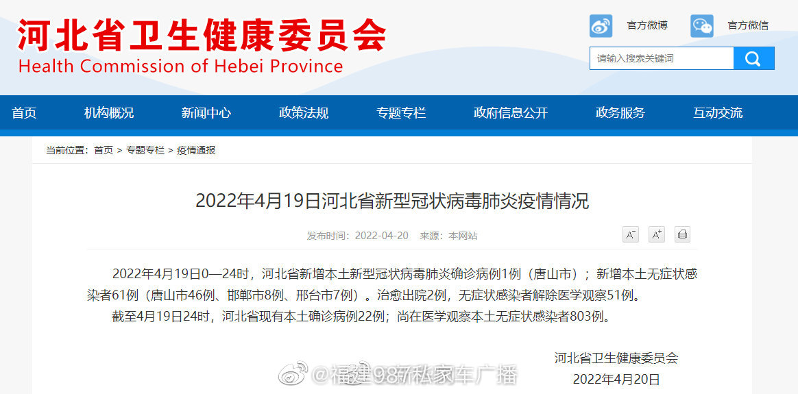 4月疫情最新消息2022年4月19日河北省新型冠状病毒肺炎疫情情况
