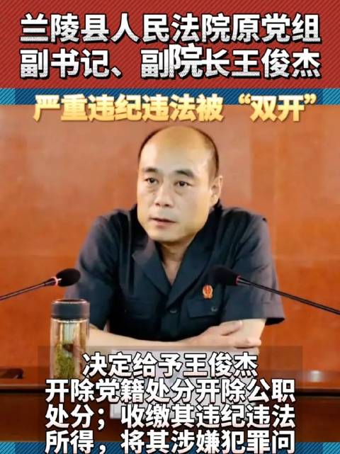 兰陵县人民法院原党组副书记副院长王俊杰严重违纪违法被双开