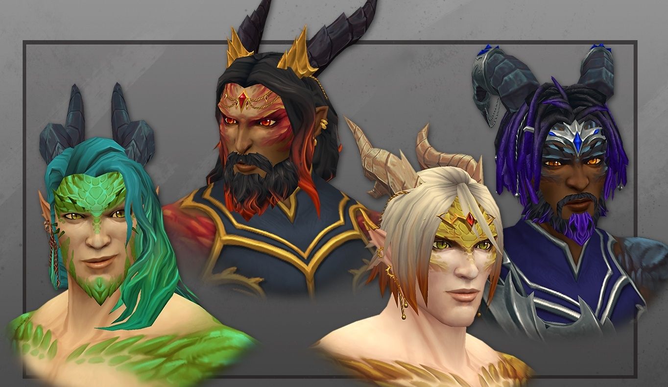 魔兽世界100新种族德拉西尔男性和女性面容奔跑和飞翔展示