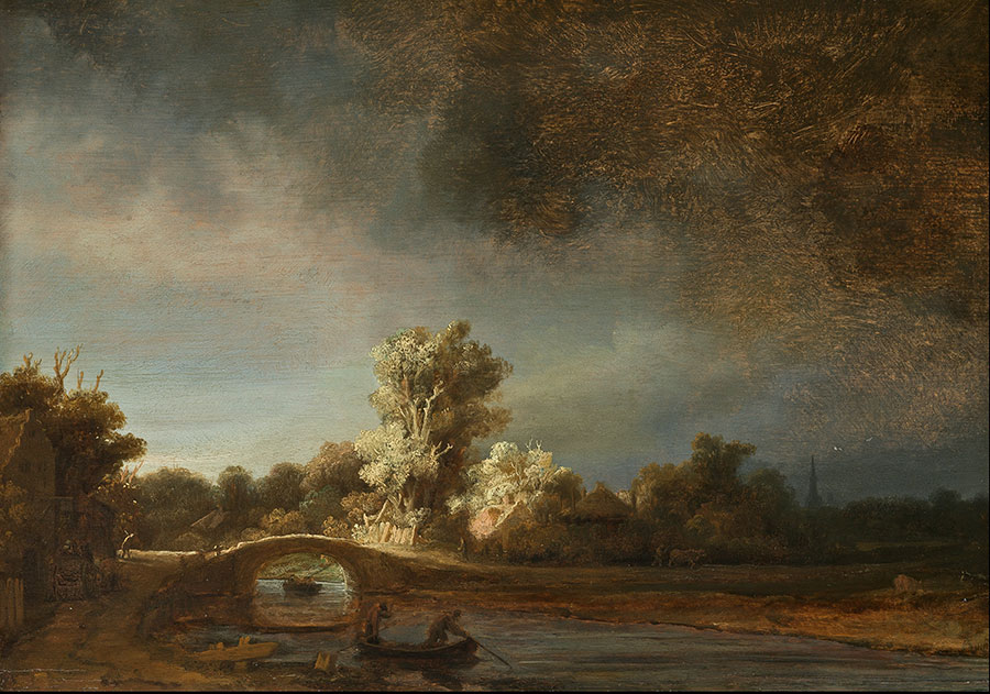 伦勃朗，《石桥风景》，荷兰国立博物馆藏（非此次展览展品）