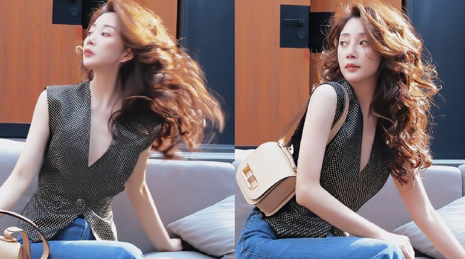 殷桃大波浪卷发造型随性迷人 网友直呼发量惊人