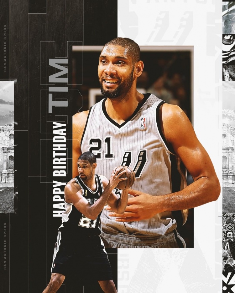 历史第一大前马刺官方祝邓肯46岁生日快乐