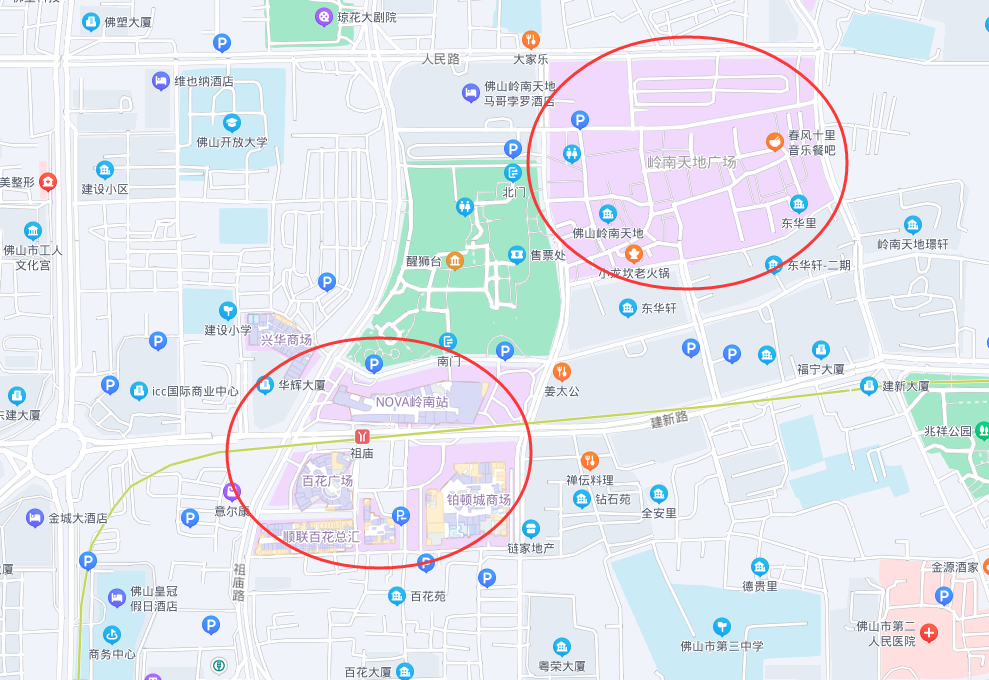 建新路),创意产业园,王府井周边(季华四路双向,雾岗路口至佛山大道