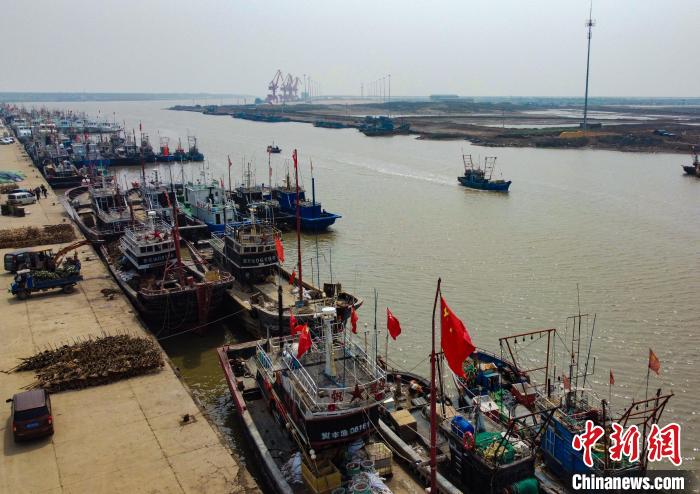 唐山市丰南区黑沿子镇码头渔民在整理休渔前最后一网捕获的海鲜.