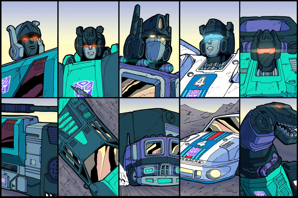 变形金刚g1动画格子样式人形,载具形态插画