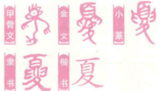 “夏”字本意为“中国之人”，因“大”的含义被引申为夏天